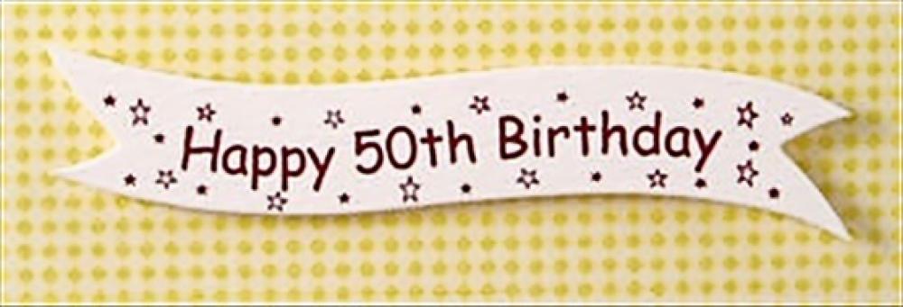 Banner White "Happy 50th Birthday" Red