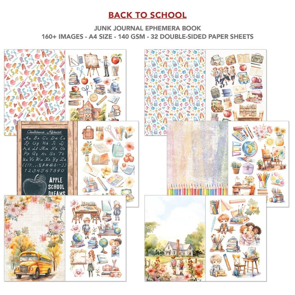 CBB012 Ciao Bella Back To School A4 Junk Journal Ephemera Book