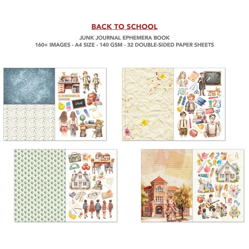 CBB012 Ciao Bella Back To School A4 Junk Journal Ephemera Book