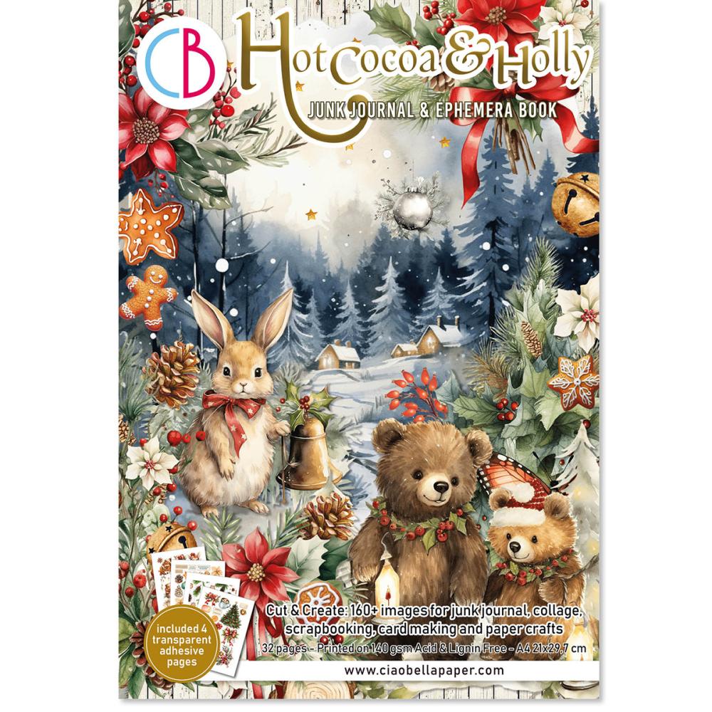CBB015 Ciao Bella Hot Cocoa & Holly A4 Junk Journal Ephemera Book