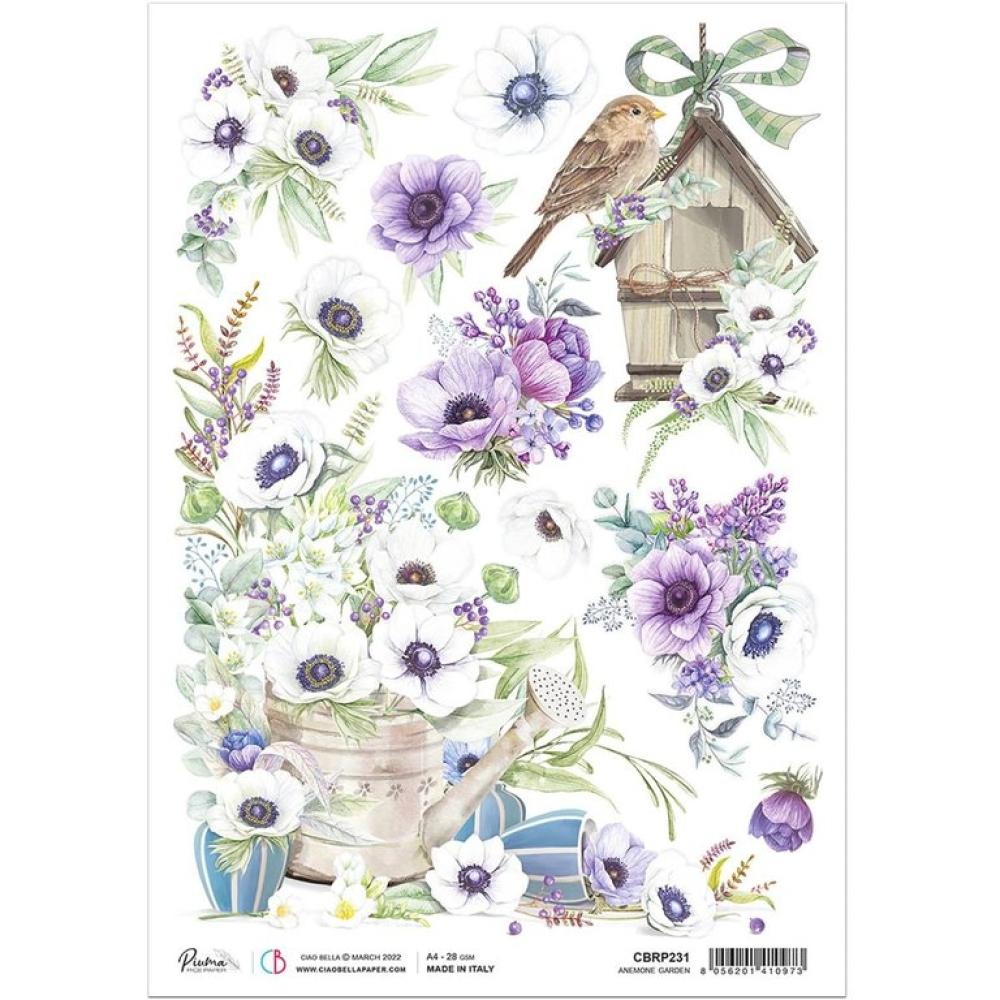 Ciao Bella A4 Rice Paper Anemone Garden #231