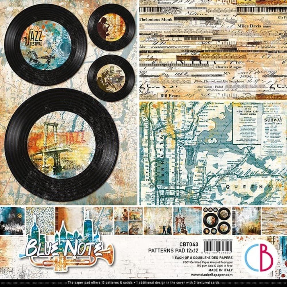 Ciao Bella 12x12 Patterns Pad Blue Note #CBT043