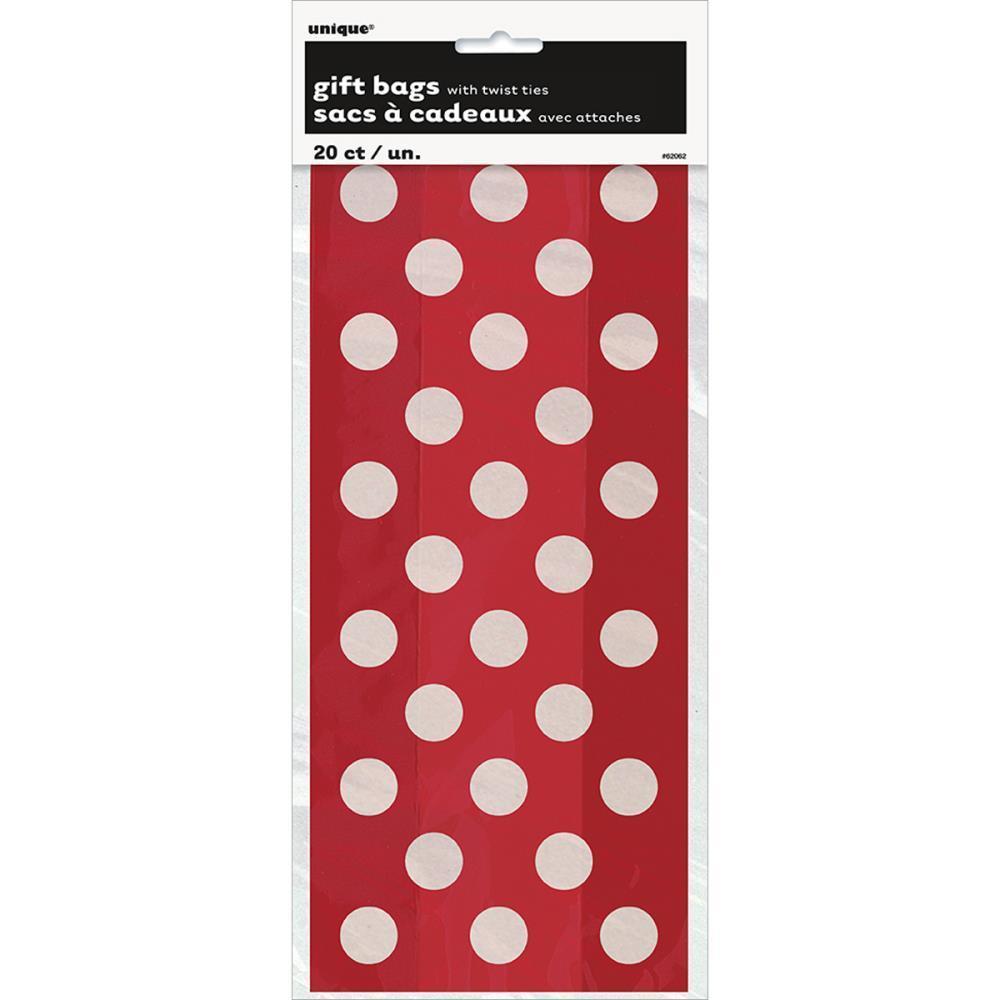 SALE Cello Gift Bags Ruby Red Decorative Dots