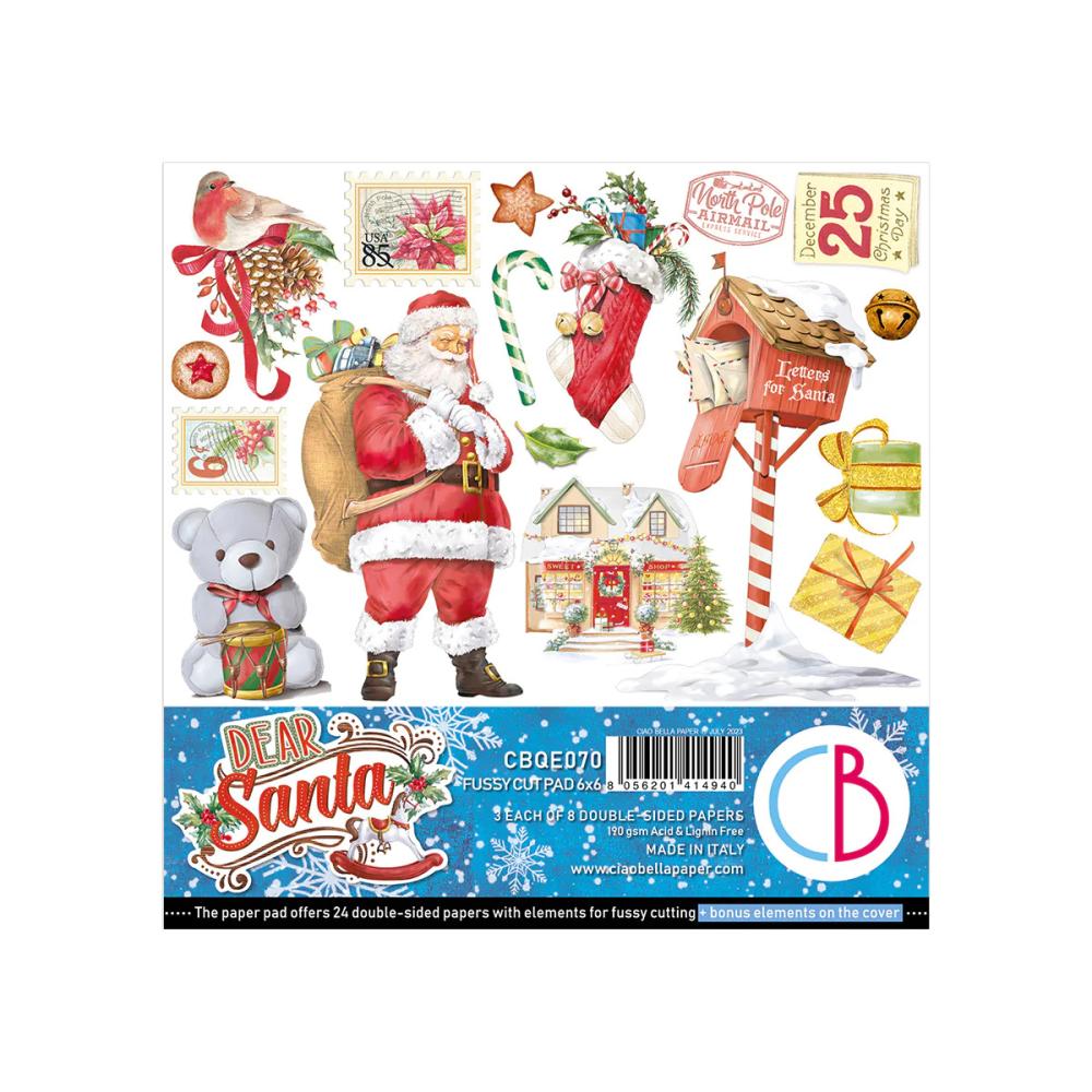 Ciao Bella 6x6 Fussy Cut Pad Dear Santa CBQE070