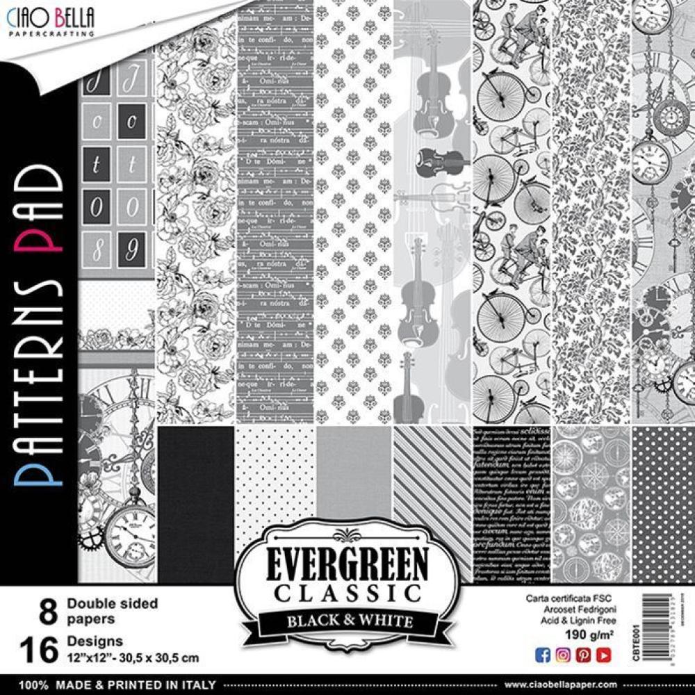 Ciao Bella 12x12 Evergreen Classic Black White #CBTE001