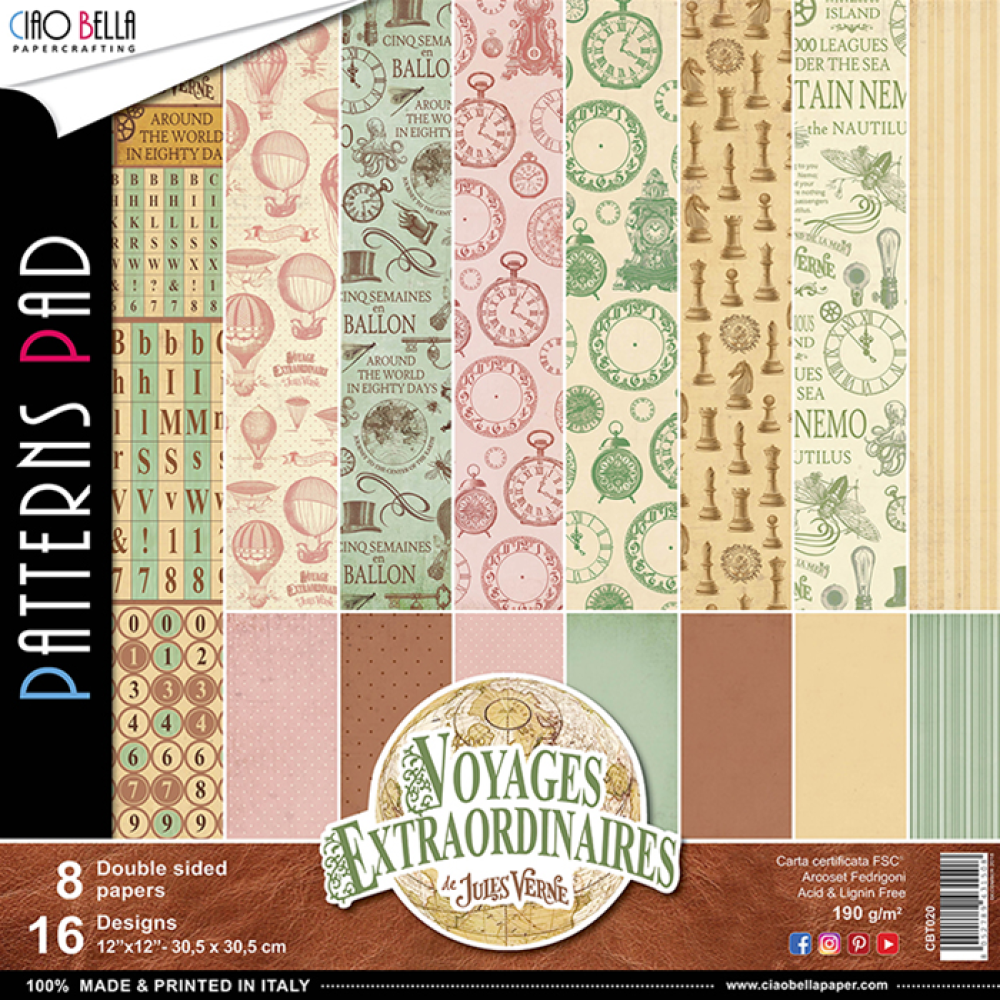 Ciao Bella 12x12 Patterns Pad Voyages Extraordinaires #CBT020_eingestellt