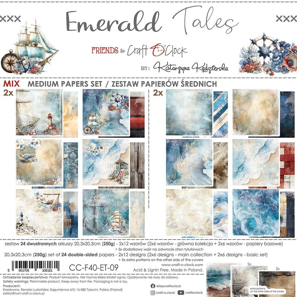 Craft O Clock Emerald Tales 8x8 Paper Pad MIX