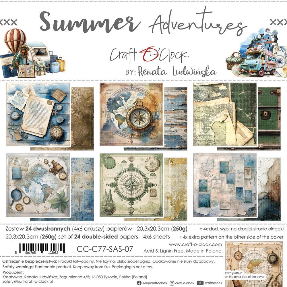Craft O Clock Summer Adventures 8x8 Paper Pad
