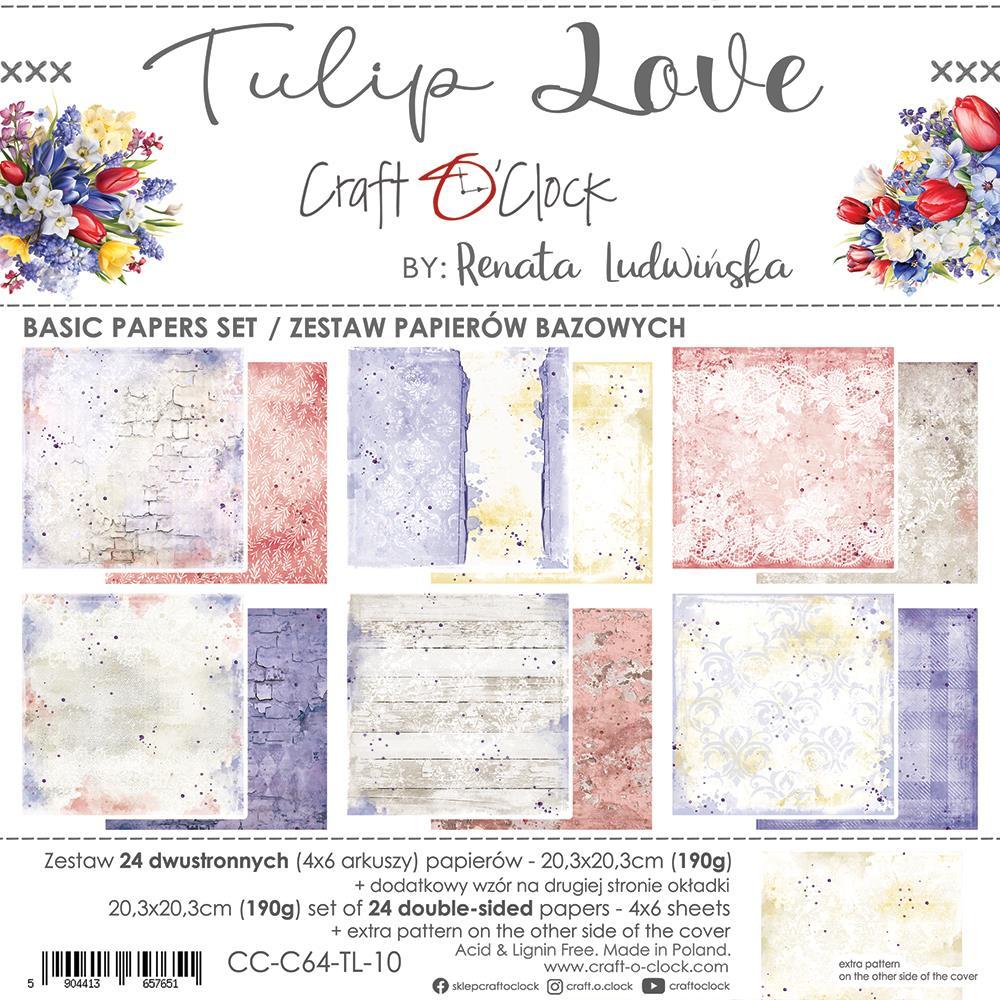 Craft o Clock Tulip Love  8x8 BASIC Paper Pad