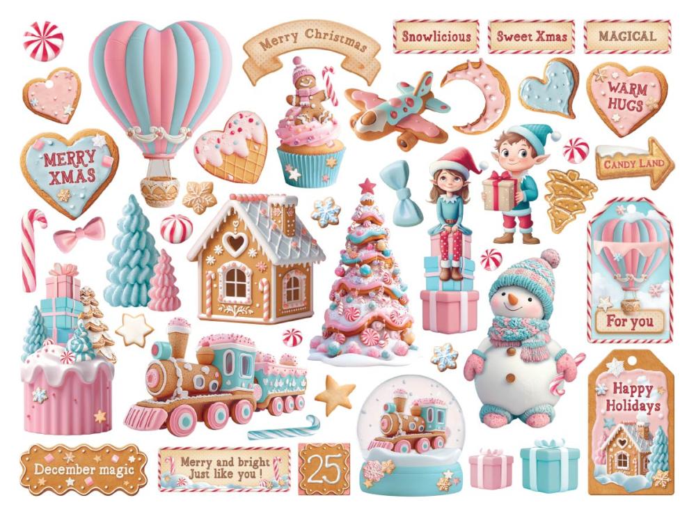 DFLDC118 Stamperia Candy Christmas Die Cuts Assorted (46 pcs)