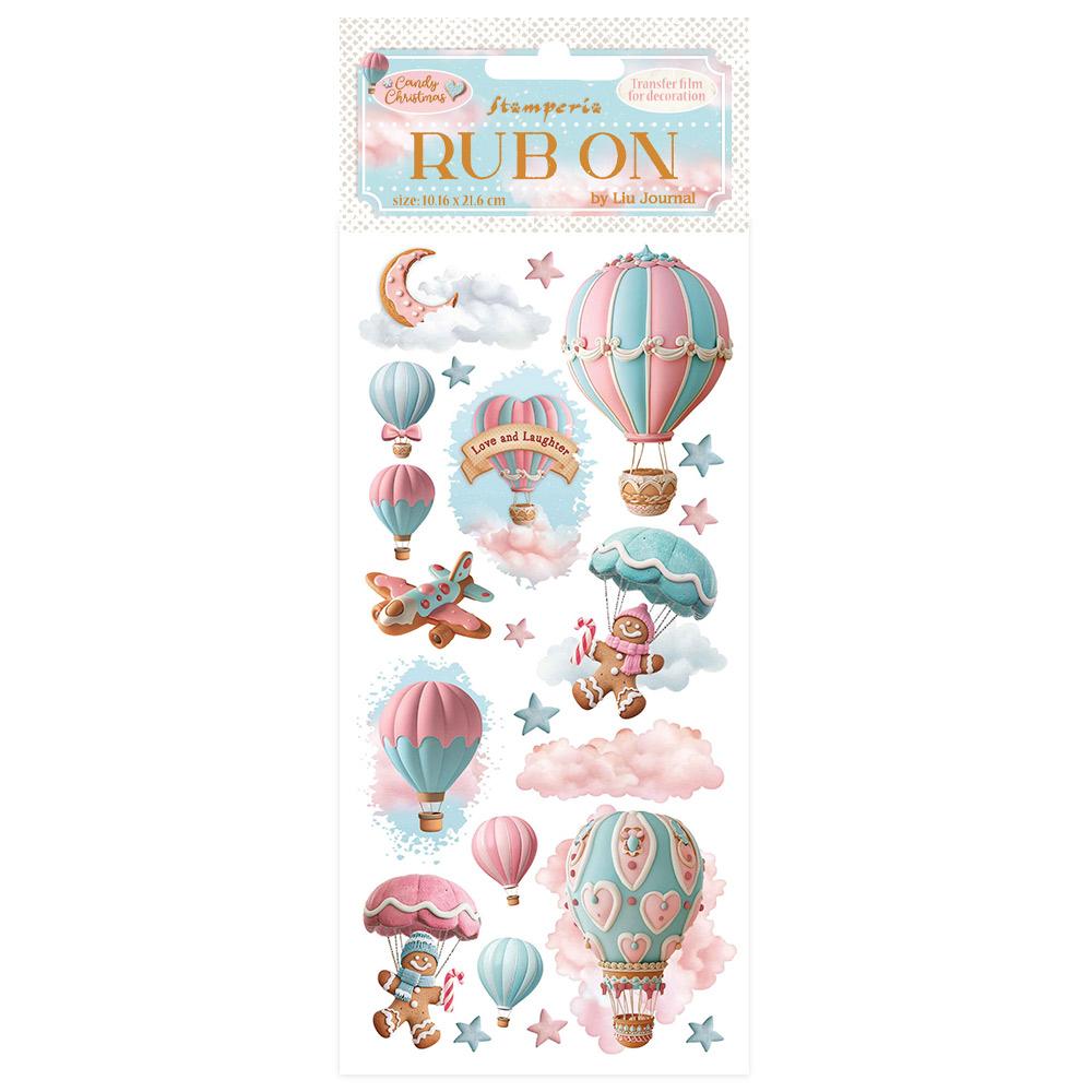 DFLRB172 Stamperia Candy Christmas Rub On Air Balloons