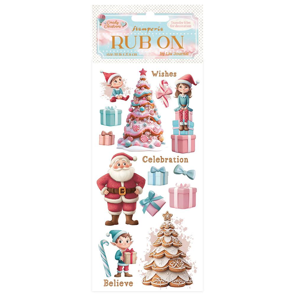 DFLRB173 Stamperia Candy Christmas Rub On Stripes Santa Claus