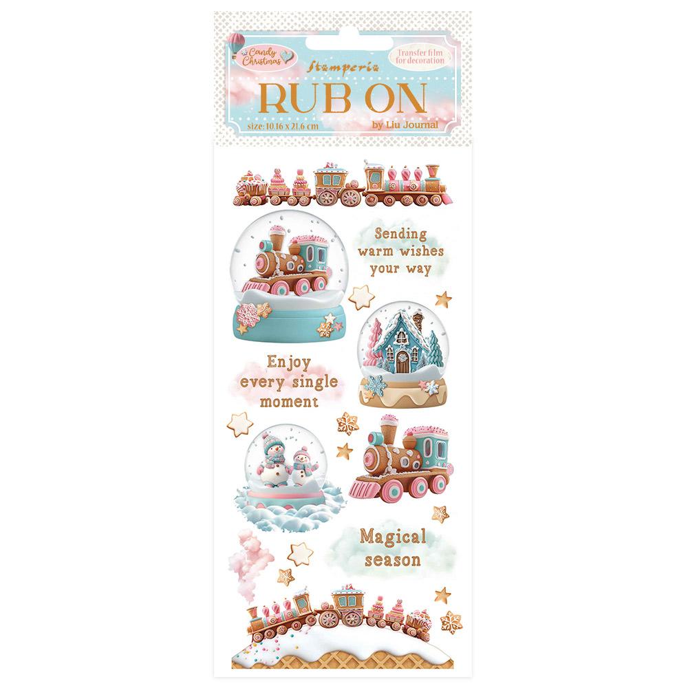 DFLRB174 Stamperia Candy Christmas Rub On Snowglobes