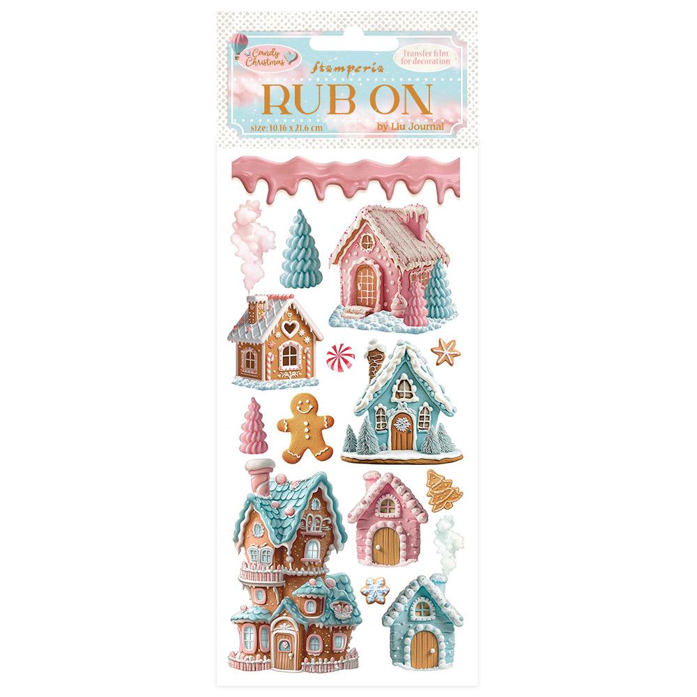 DFLRB176 Stamperia Candy Christmas Rub On Stripes Marzipan House