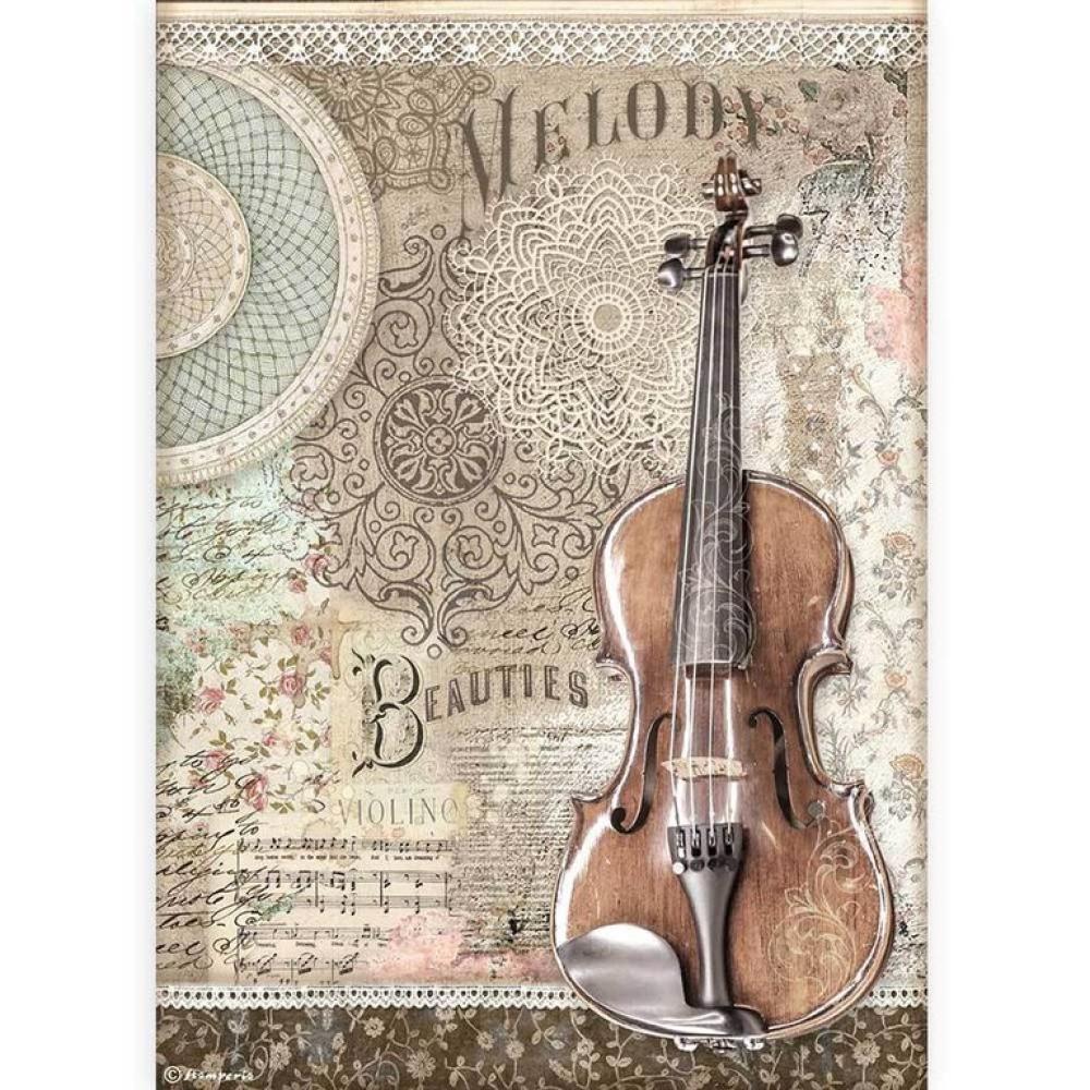 Stamperia A4 Rice Paper Passion Violin DFSA4538
