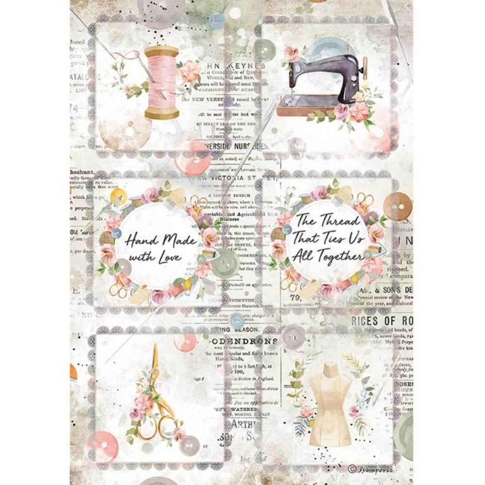 Stamperia A4 Rice Paper Threads Mini Cards DFSA4568