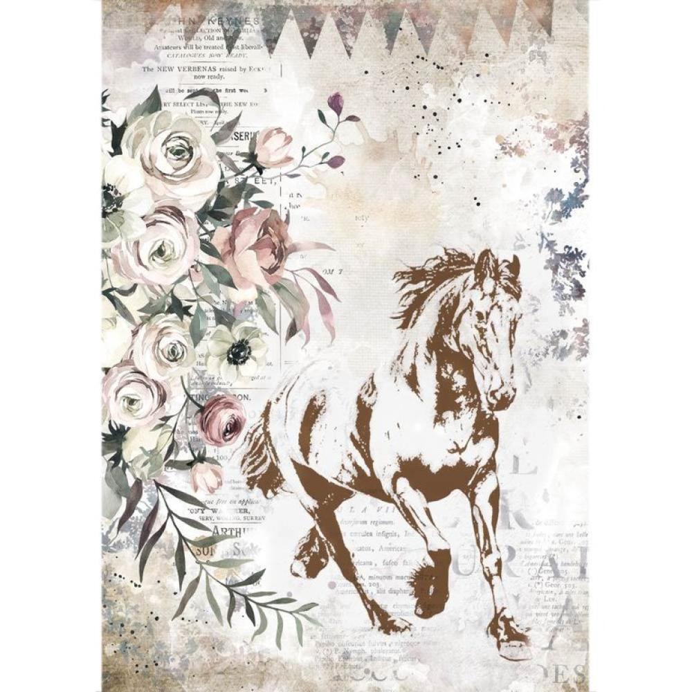 Stamperia A4 Rice Paper Running Horse #4579