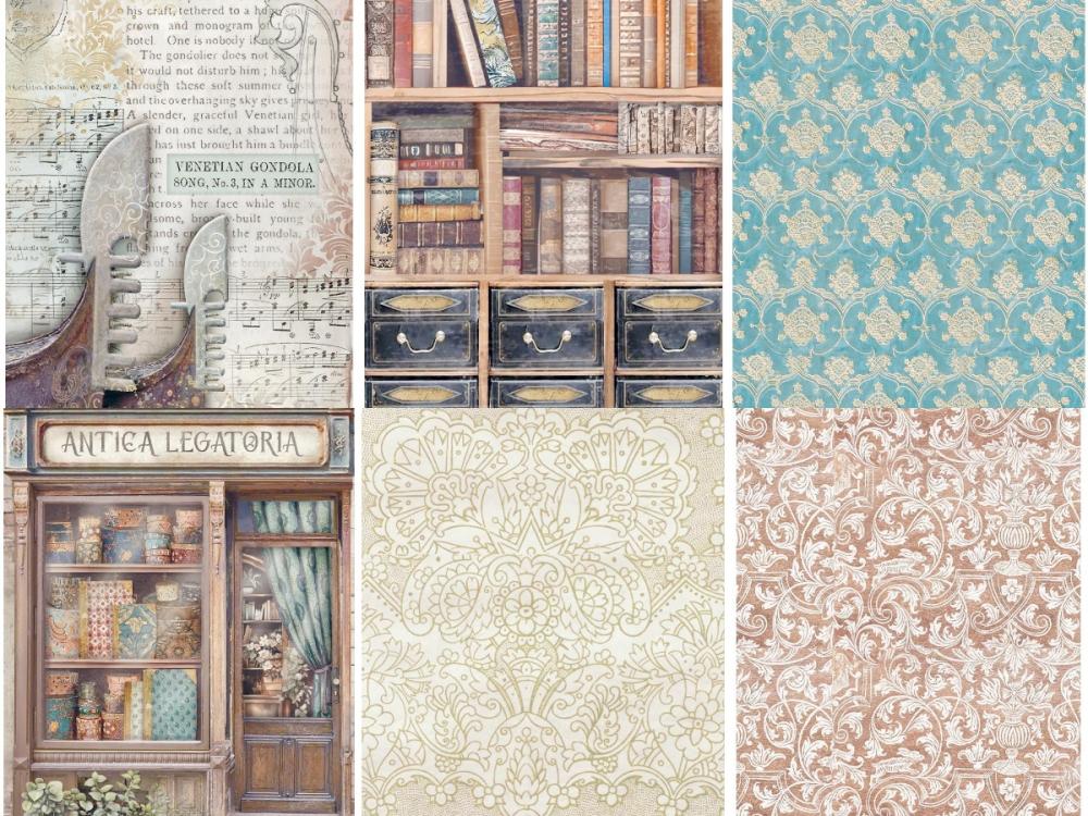 DFSAK6042 Stamperia Venice City of Art A6 Rice Paper Backgrounds SET