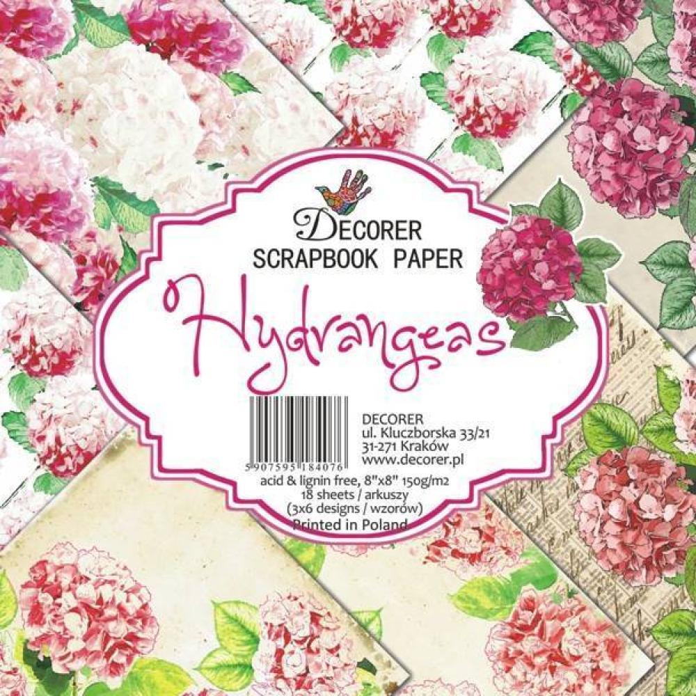 Decorer 8x8 Paper Pad Hydrangeas
