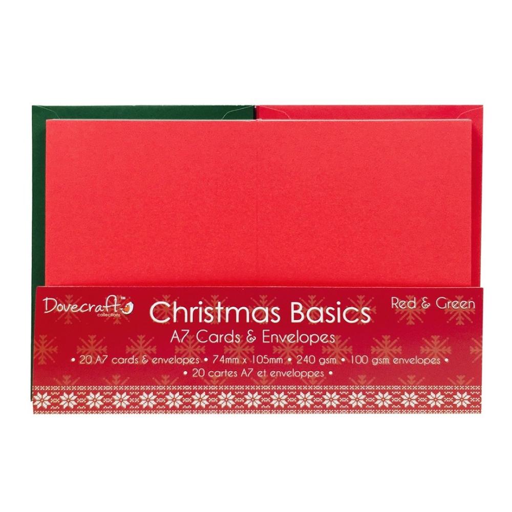 Dovecraft Christmas Basics Mini Cards and Envelopes Red and Green #007