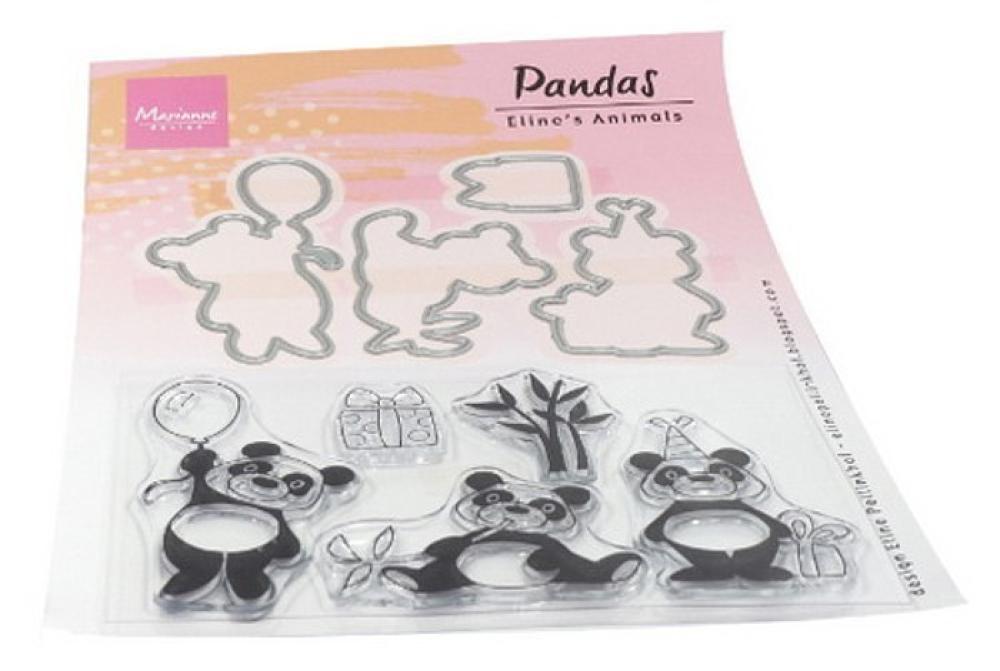 Elines Animals Clear Stamps and Dies Pandas #ECO179