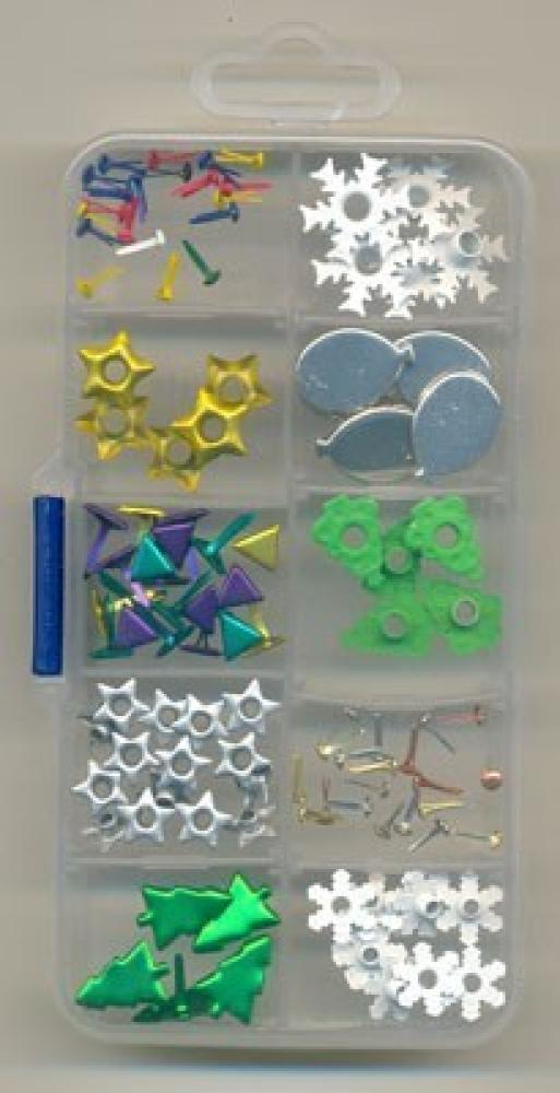 F&F Brads-Eyelets Christmas Ass. Set