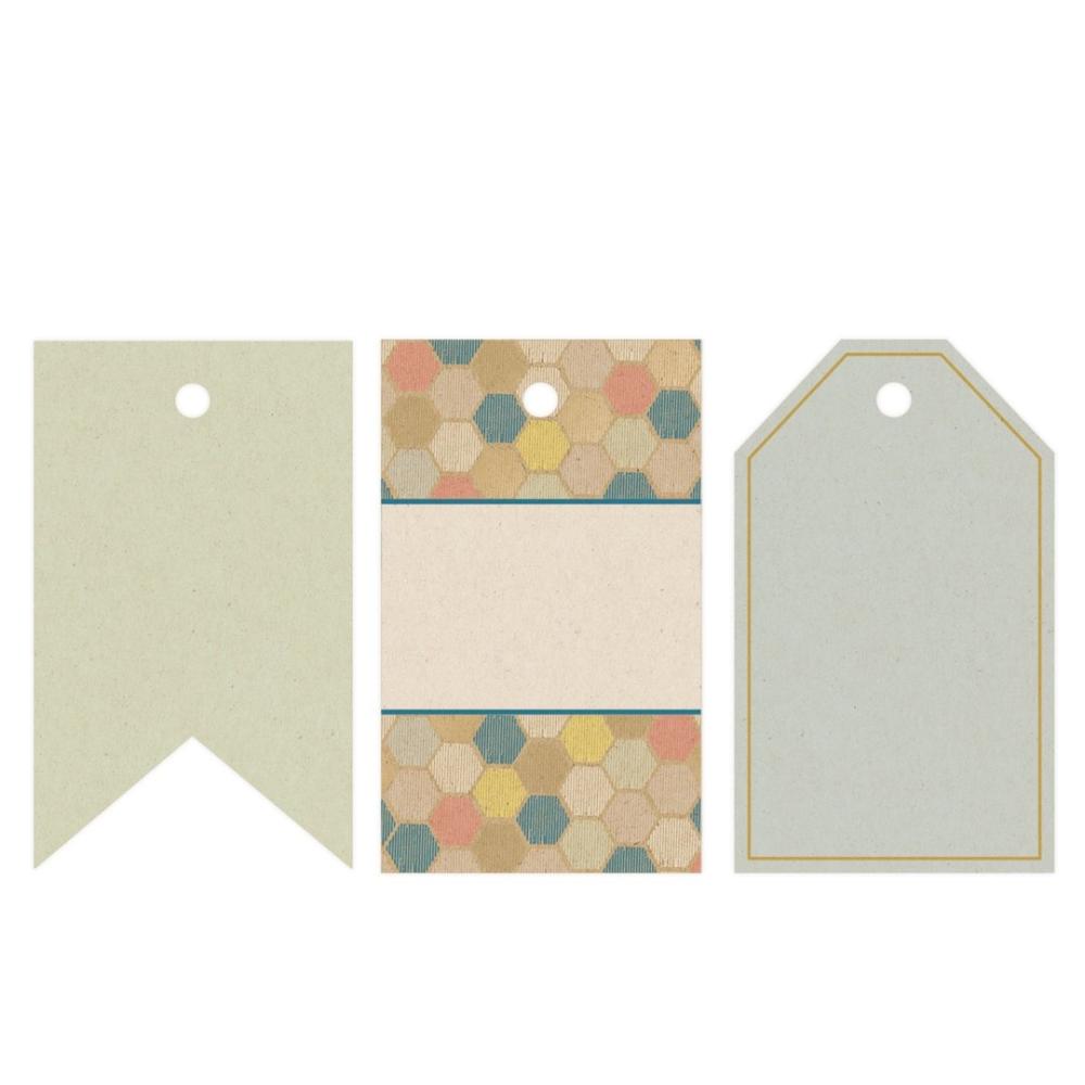 Gift Tags & Stamps Set (16pcs)  Capsule Geometric Kraft