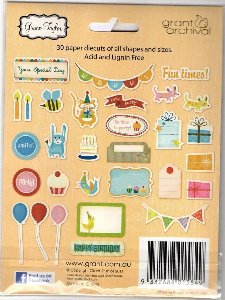 Grace Taylor Glitter Diecut Shapes Partytime #1584