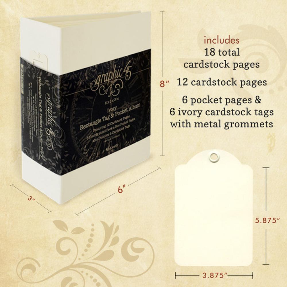 Graphic 45 Rectangle Tag & Pocket Album - Ivory (4501518)