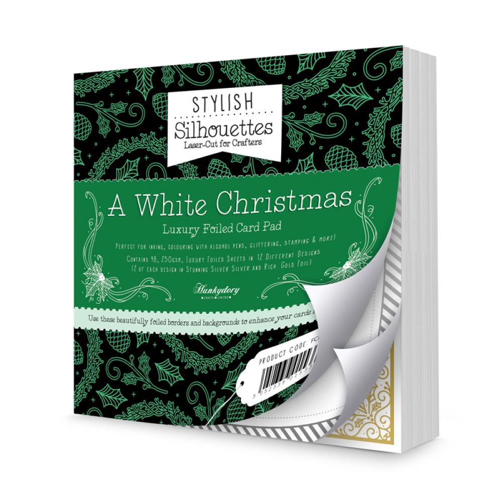 Hunkydory Stylish Silhouettes A White Christmas Foiled Card Pad