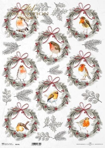 ITD Collection A3 Rice Paper Christmas Wreaths R0759L