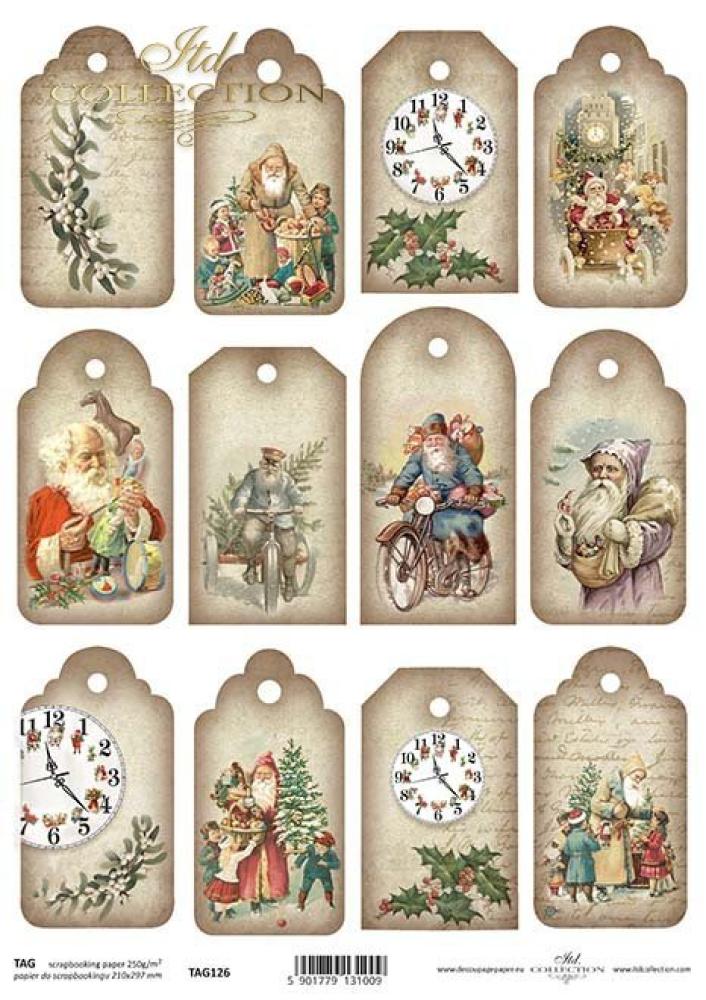 ITD Collection Christmas Time Tags A4 Scrapbooking Paper TAG0126