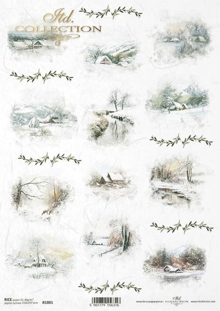 ITD A4 Rice Paper Nostalgia Snowy Scene #1801