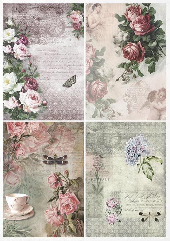 ITD Collection A4 Rice Paper Creative Set Beautiful Flowers