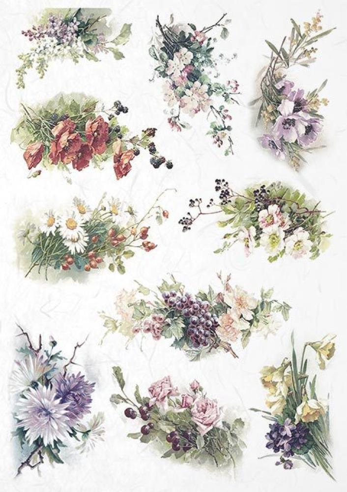 ITD Collection A4 Rice Paper Creative Set Beautiful Flowers