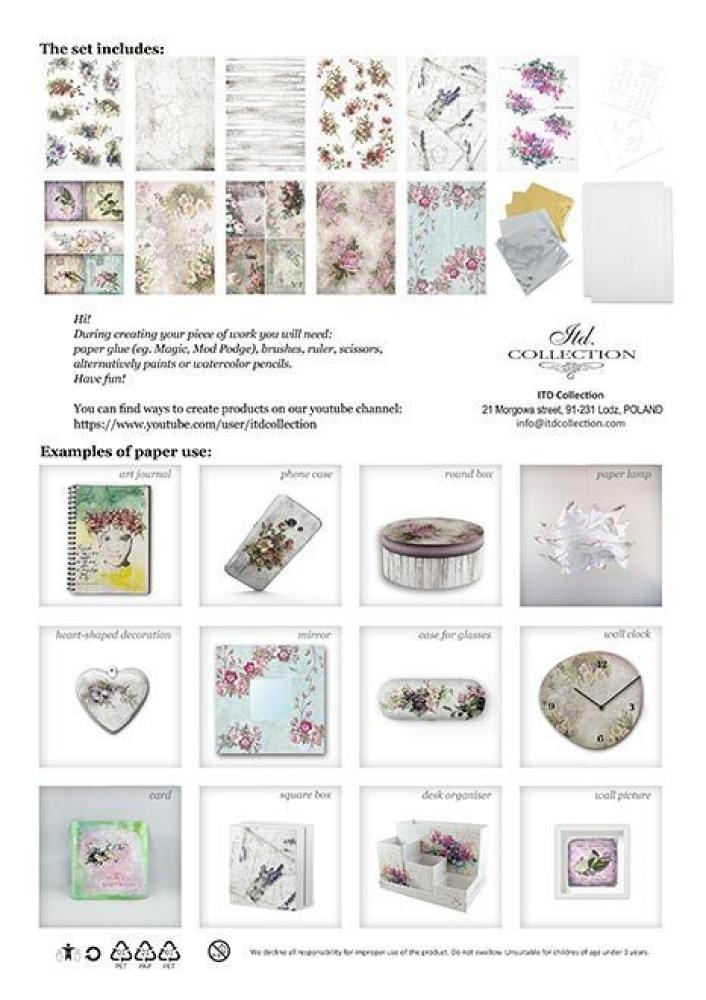 ITD Collection A4 Rice Paper Creative Set Beautiful Flowers