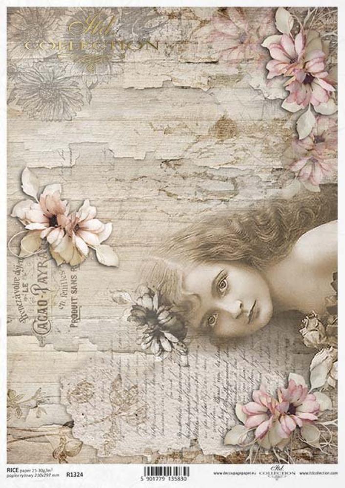 R1324 ITD Collection A4 Rice Paper Vintage Girl