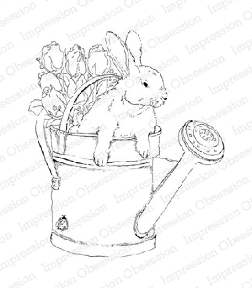 Impression Obsession Cling Stamp Large Bunny in Watering Can