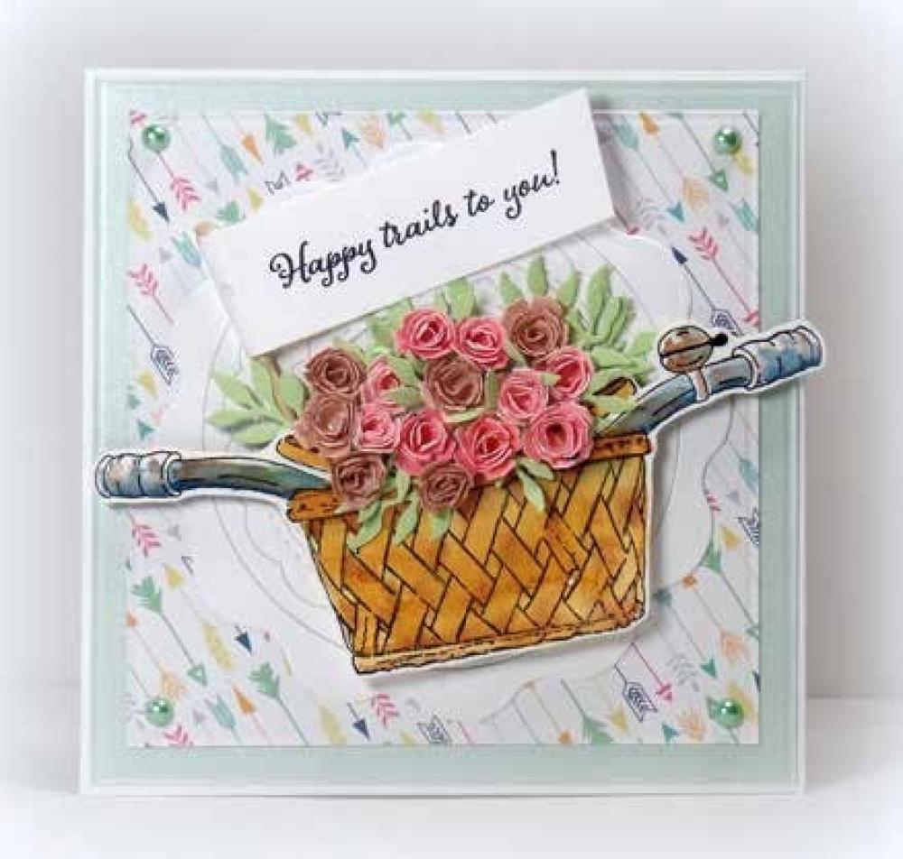 Impression Obsession Cling Stamp Vintage Bicycle Basket