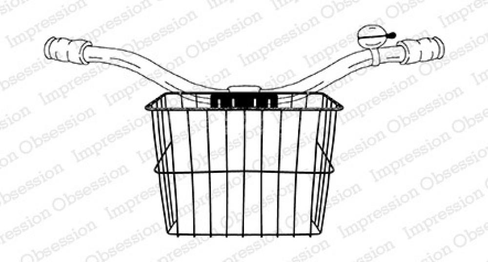 Impression Obsession Cling Stamp Vintage Bicycle Wire Basket