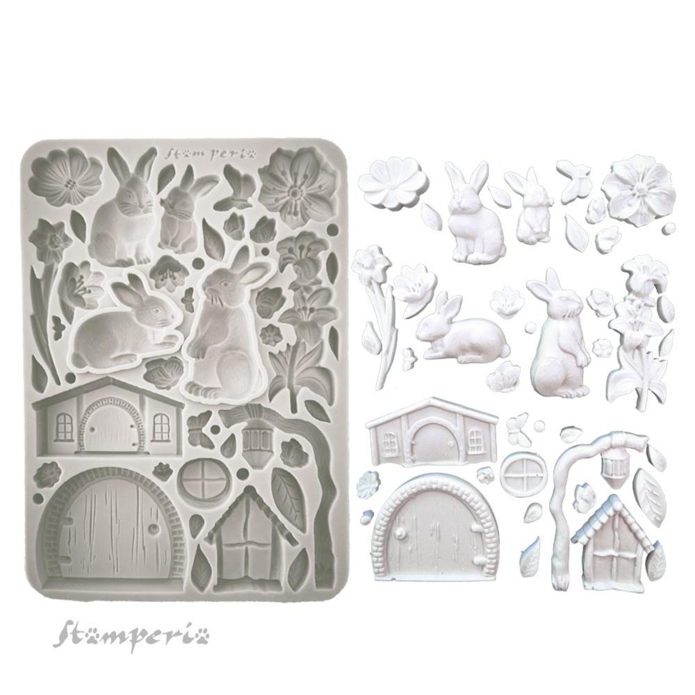 KACMA566 Stamperia Rabbit and Flowers A5 Silicone Mould
