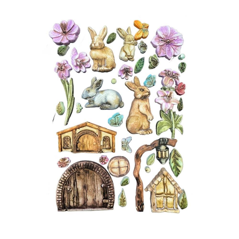 KACMA566 Stamperia Rabbit and Flowers A5 Silicone Mould