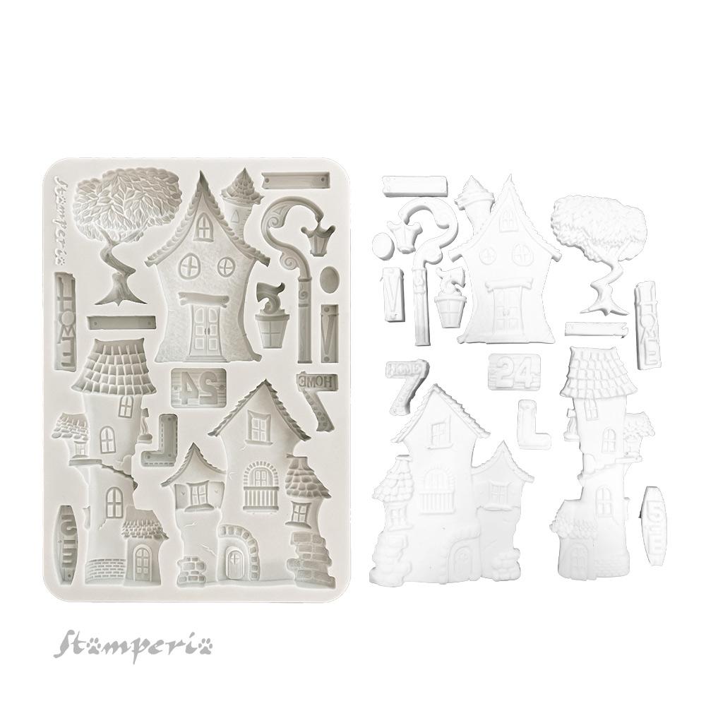 KACMA592 Stamperia Furry Friends A5 Silicone Mould Houses