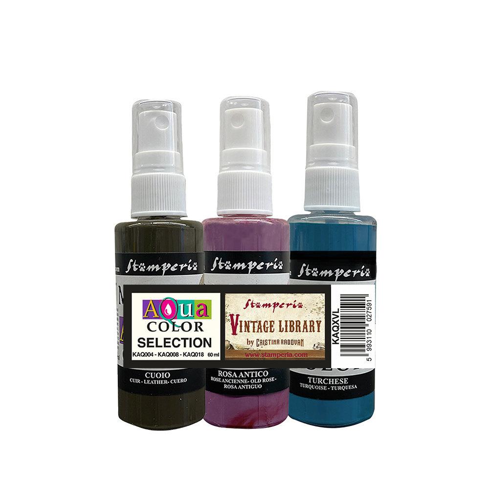 KAQXVL Stamperia Aquacolor Spray Kit Vintage Library