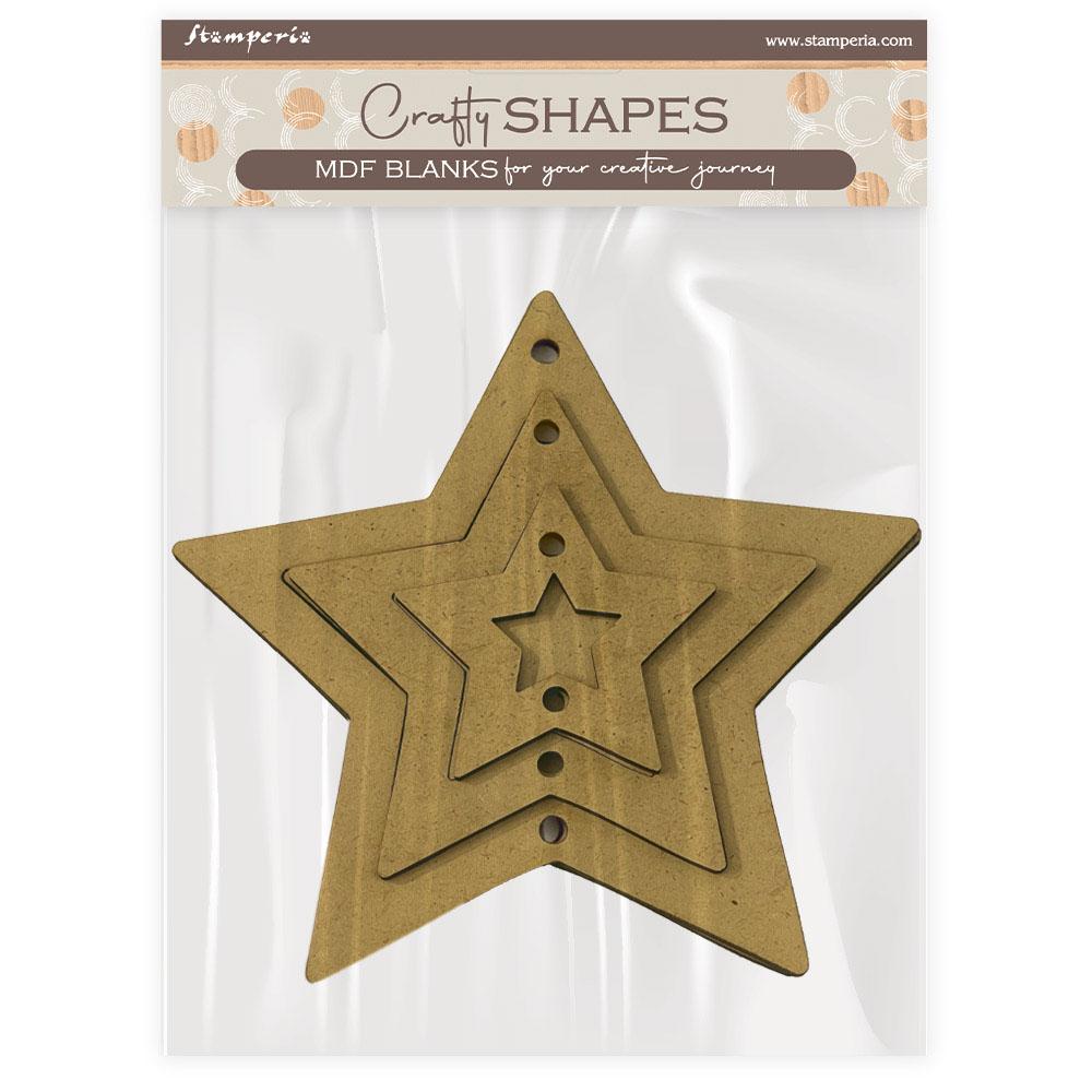KLSM62 Stamperia The Owl's House MDF Crafty Shapes Blanks Stars