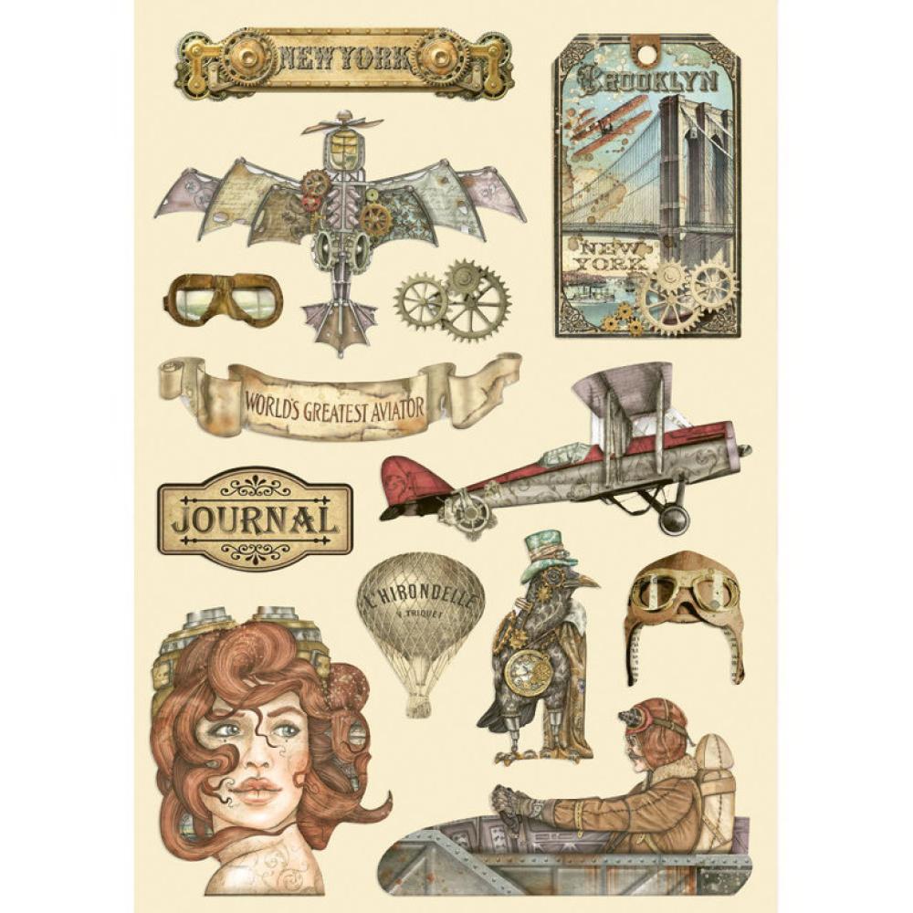 Stamperia A5 Colored Wooden Shape Sir Vagabond Aviator #123