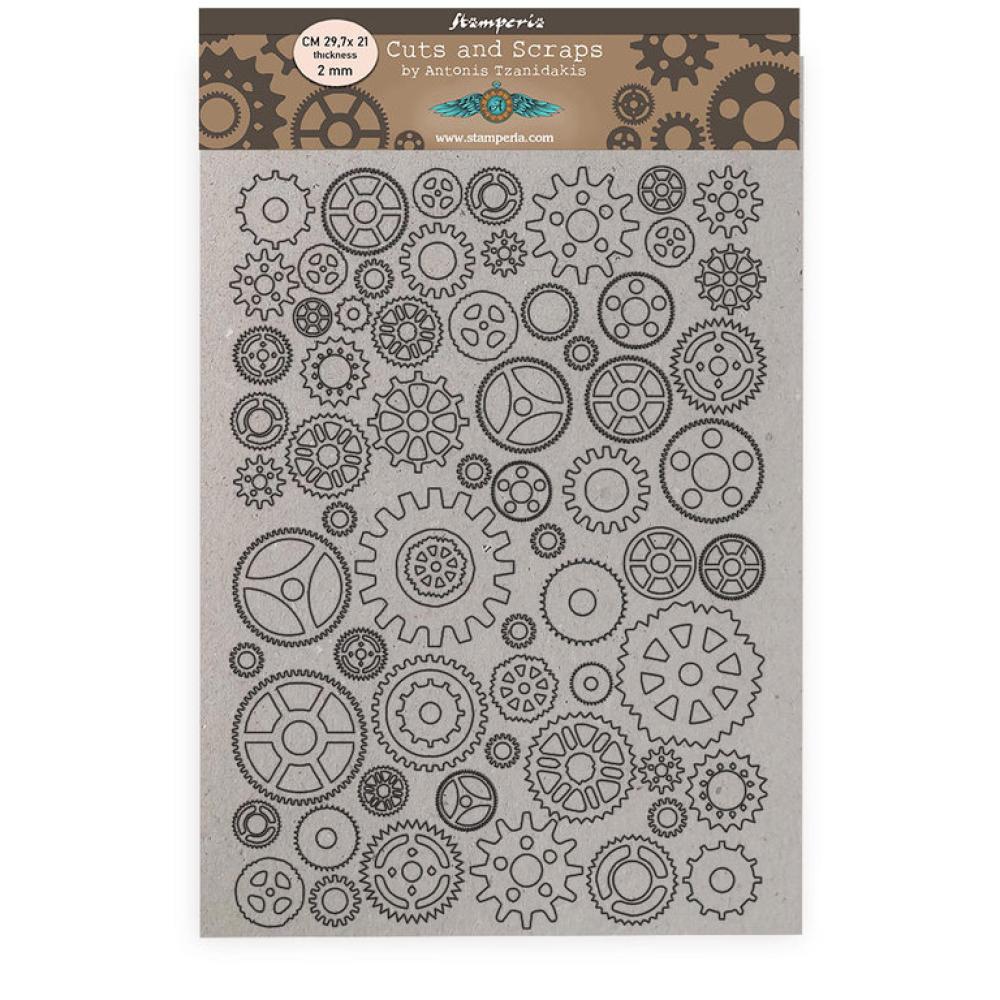 Stamperia A4 Greyboard Sir Vagabond Aviator Gears #415