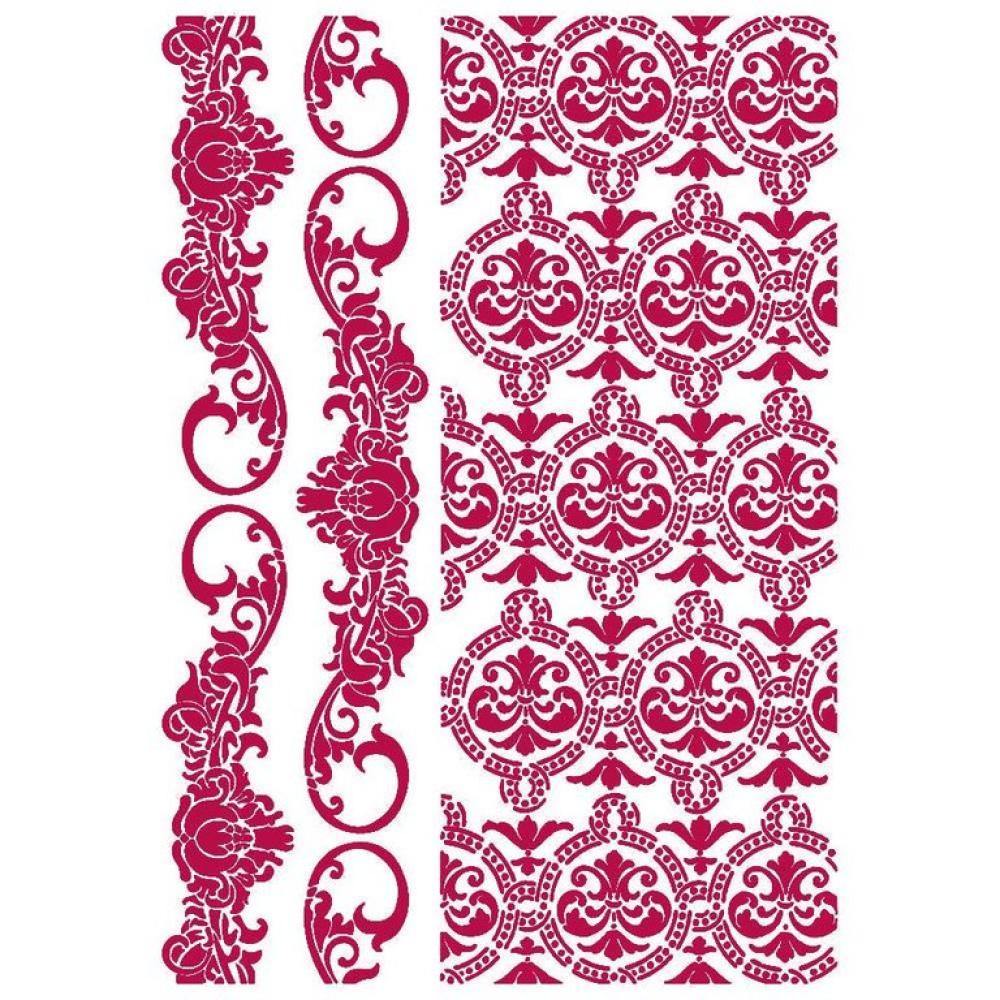 Stamperia Stencil G Romantic Journal Border and Texture #KSG458