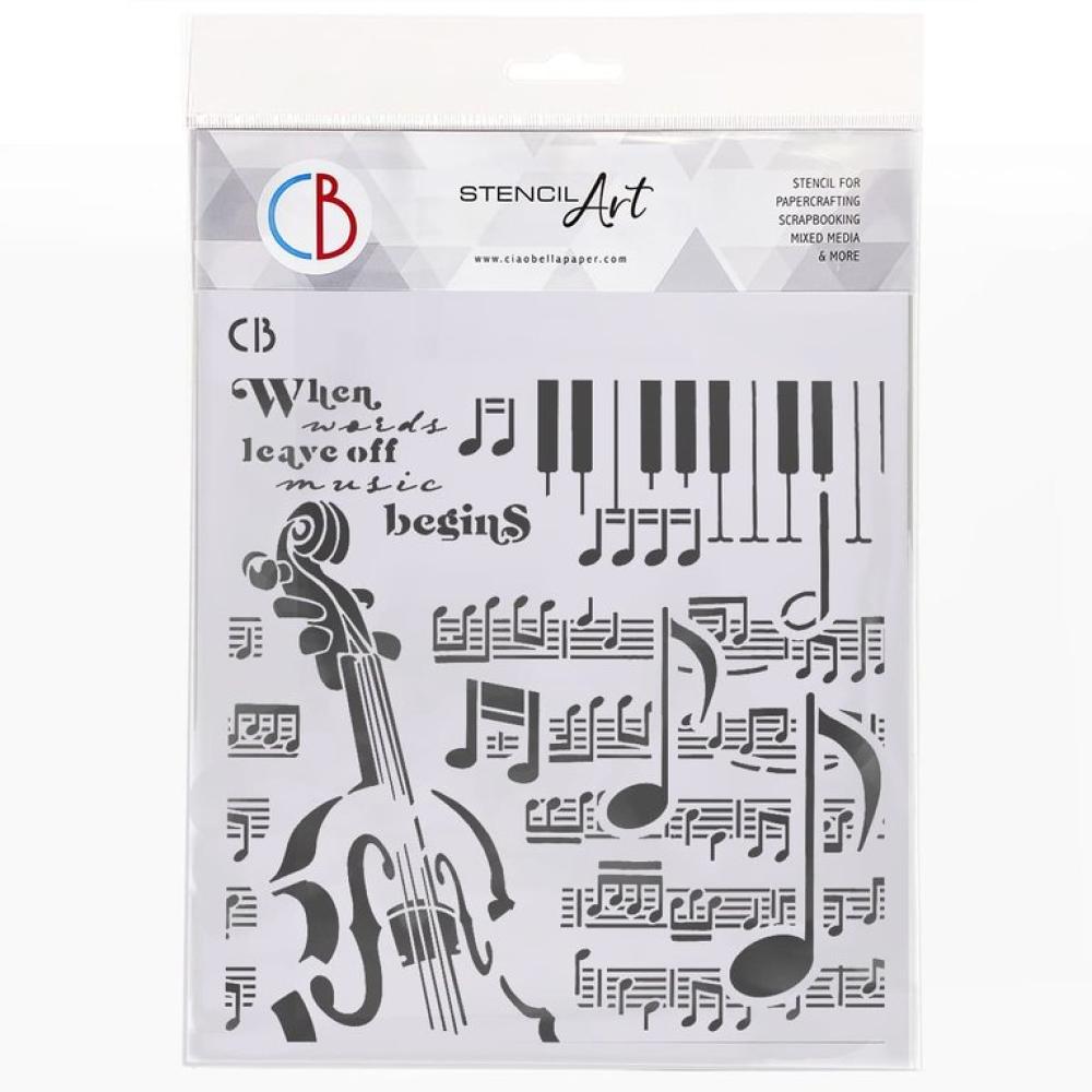 Ciao Bella 8x8 Stencil Music Begins MS8-012