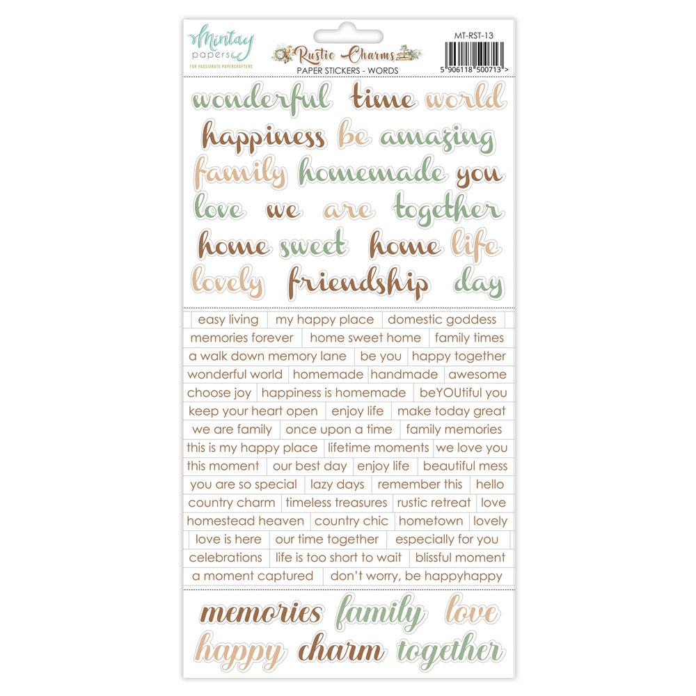 Mintay Papers 6x12 Paper Stickers Rustic Charms Words